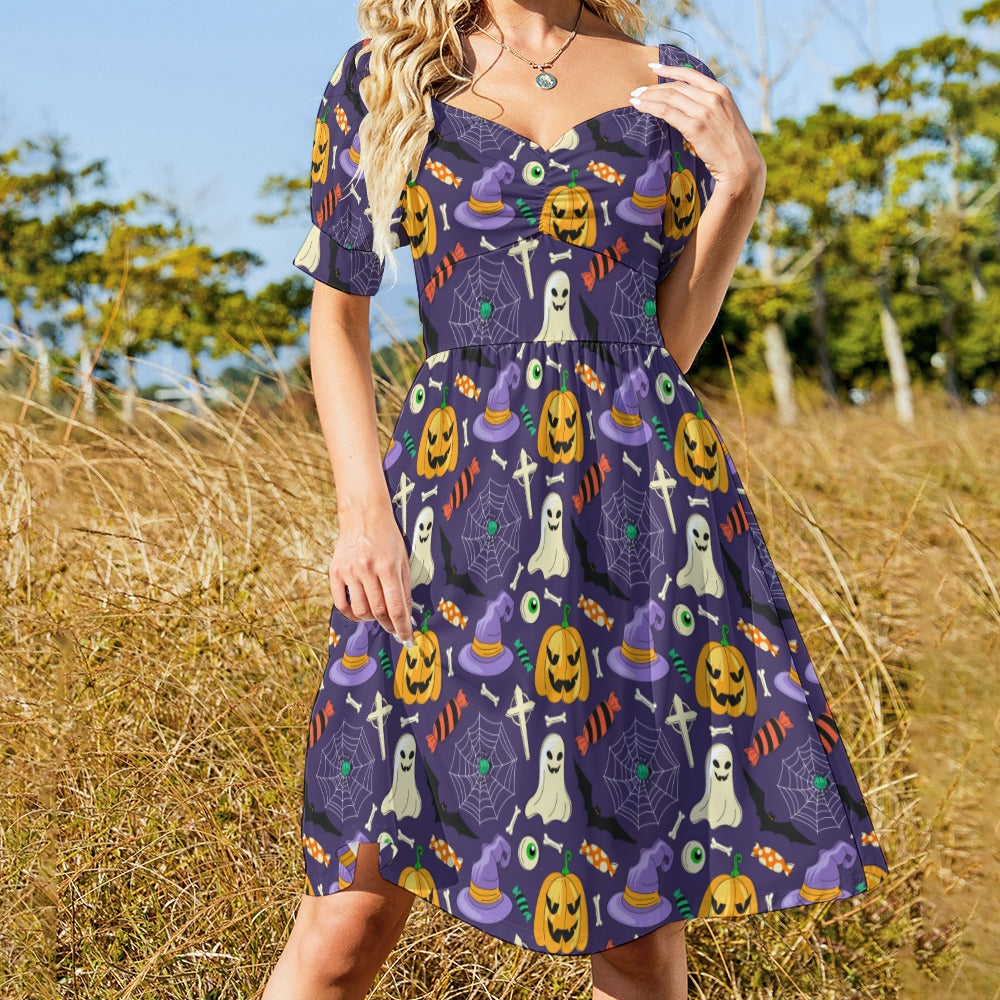 Halloween Pumpkin Ghost Sweetheart Dress