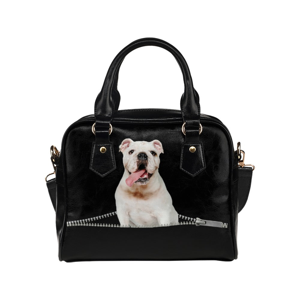 Bulldog Puppy Zip Shoulder Handbag