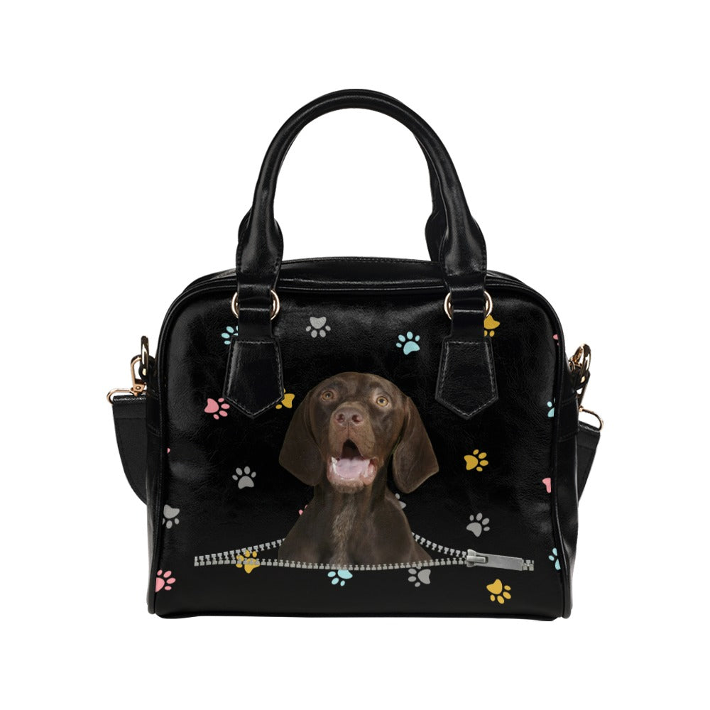 German Shorthaired Pointer Zip Colorful Paws Shoulder Handbag