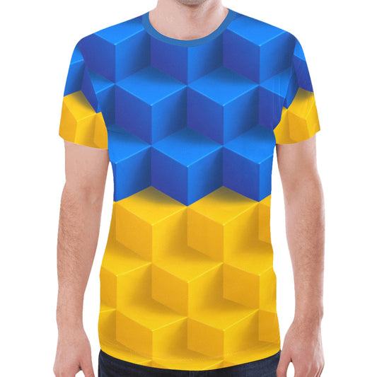 Ukraine Cube Background New All Over Print T-shirt