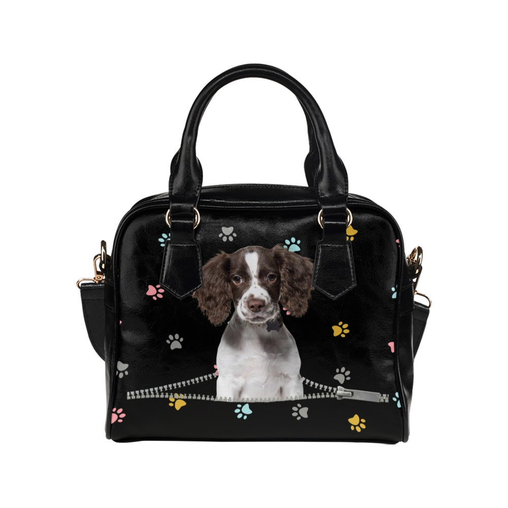 English Springer Spaniel Zip Colorful Paws Shoulder Handbag