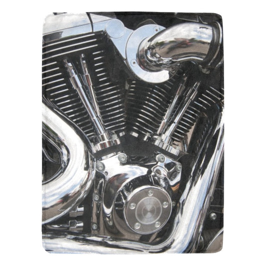 Motorcycle Engine Close Up Mechanic Biker Ultra-Soft Micro Fleece Blanket 60"x80"