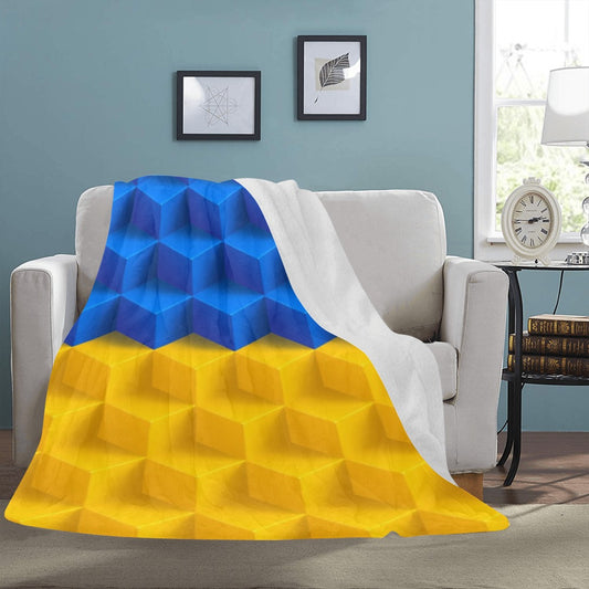 Ukraine Cube Background Ultra-Soft Micro Fleece Blanket 60"x80"