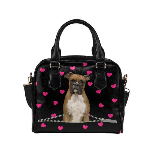 Boxer Zip Hearts Shoulder Handbag