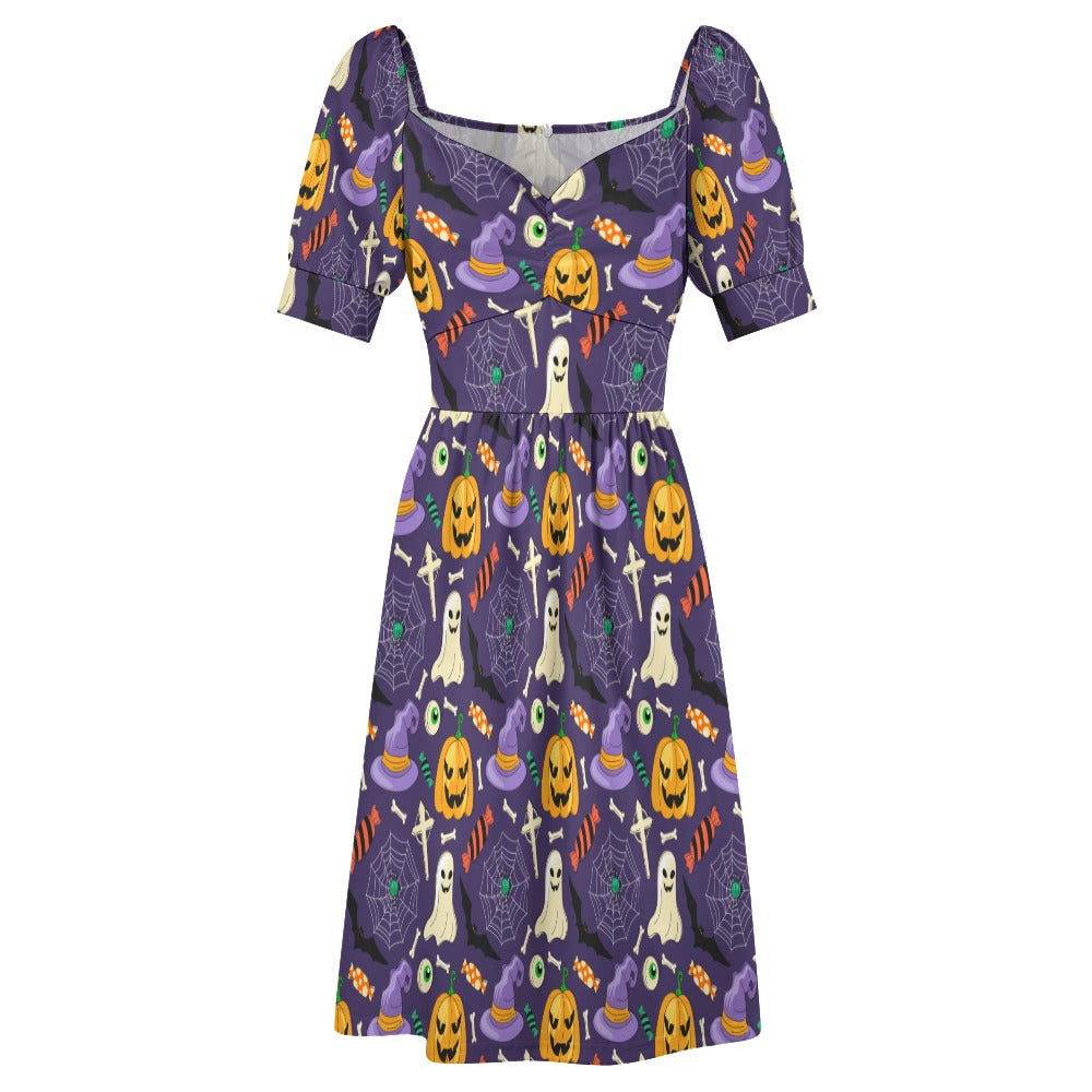 Halloween Pumpkin Ghost Sweetheart Dress