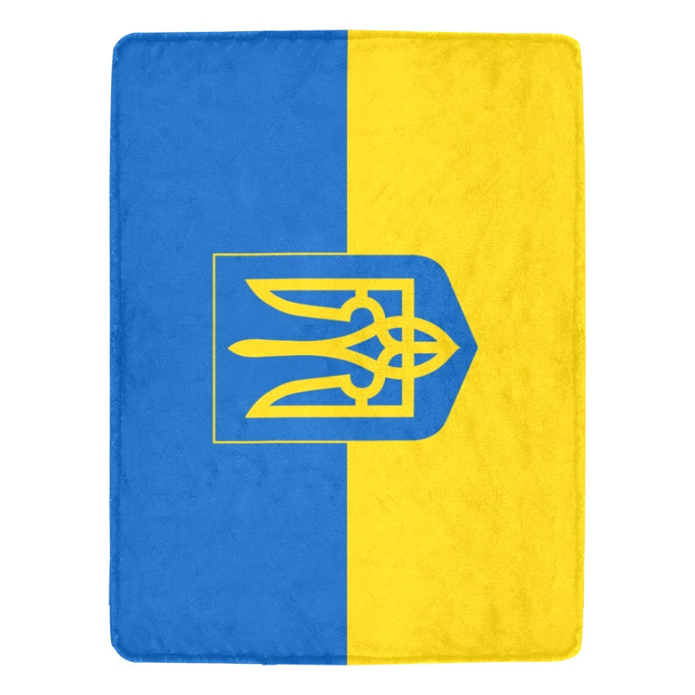 Flag And Coat Of Arms Of Ukraine Ultra-Soft Micro Fleece Blanket 60"x80"