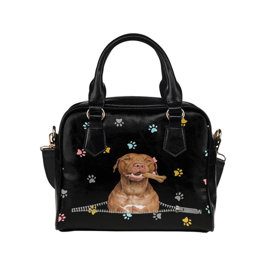 American Pitbull Terrier Colorful Paws Shoulder Handbag