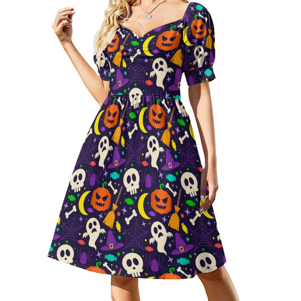 Halloween Hippie Skull Sweetheart Dress