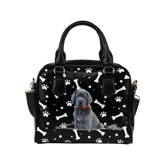 Great Dane Puppy Zip Paws and Bones Shoulder Handbag