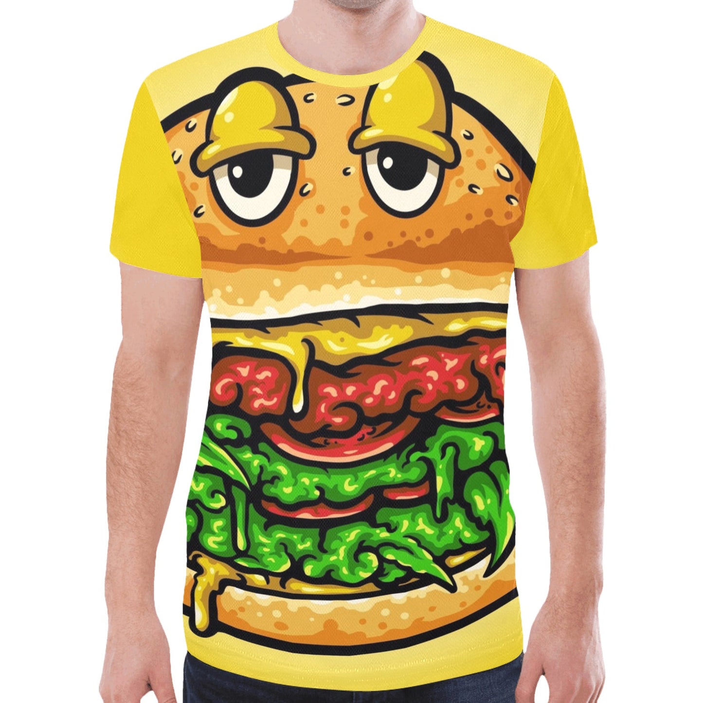 Vegan Burger Weed Cannabis Character Illustration New All Over Print T-shirt