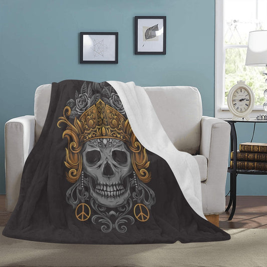 Skull Crown Javanese Ornament Gothic Rock Ultra-Soft Micro Fleece Blanket 60"x80"