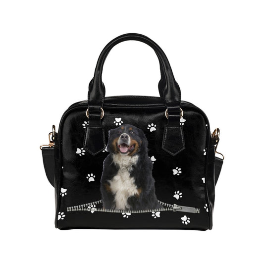 Bernese Mountain Dog Zip Paws Shoulder Handbag