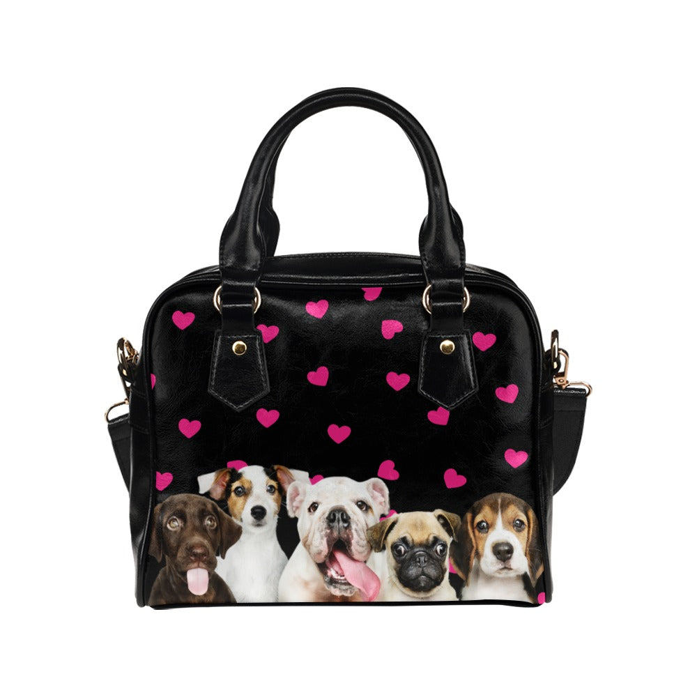 Puppies Hearts Shoulder Handbag