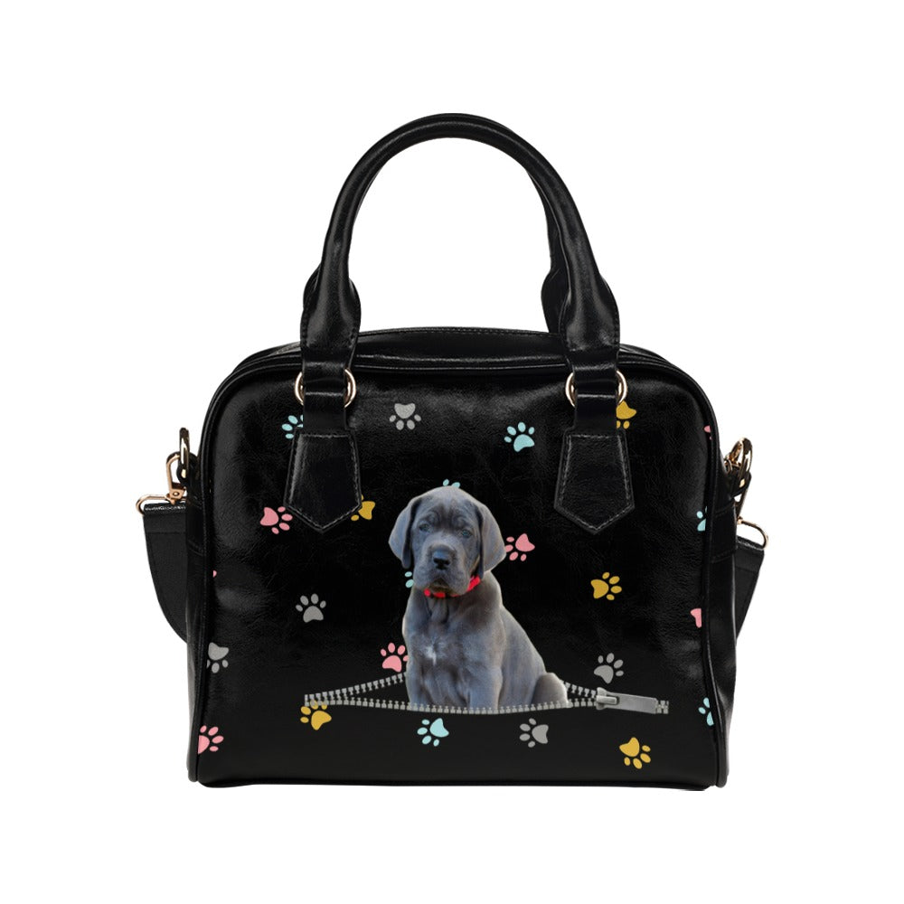 Great Dane Puppy Zip Colorful Paws Shoulder Handbag