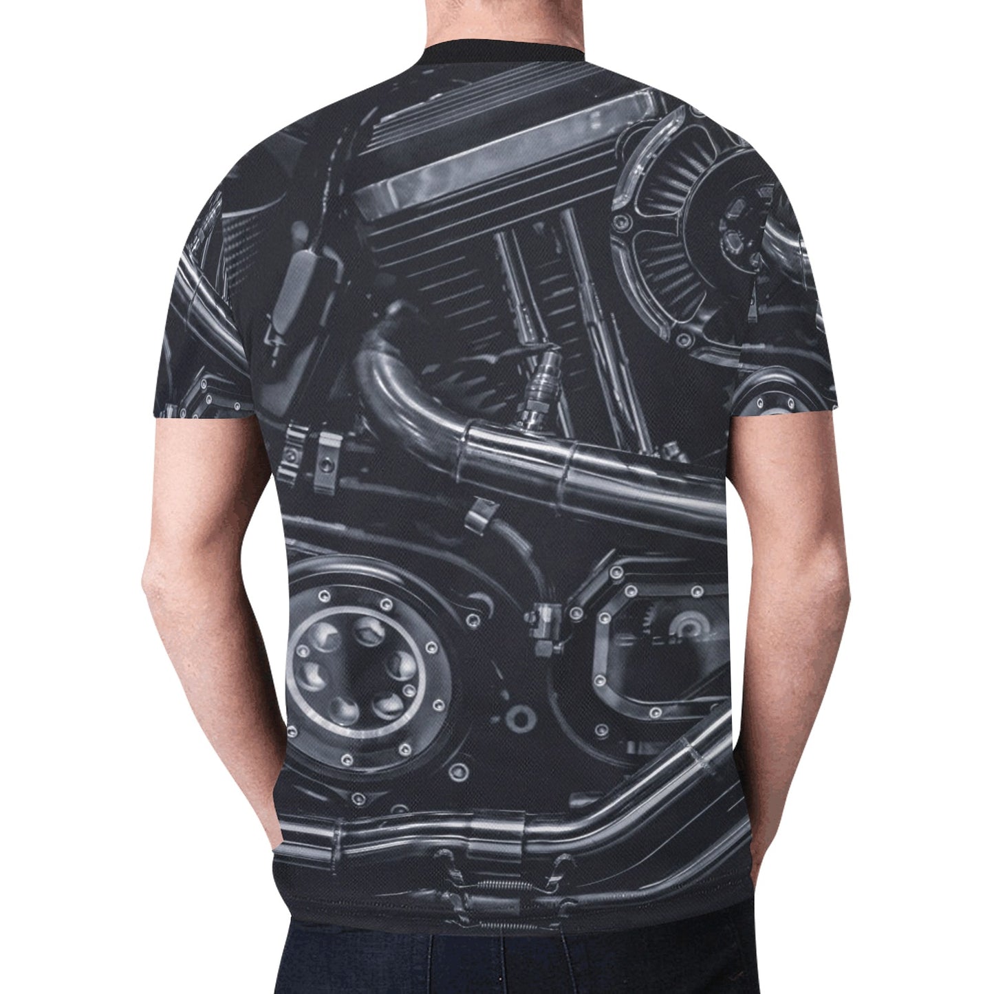 Motorcycle Engine Exhaust Pipes Biker New All Over Print T-shirt