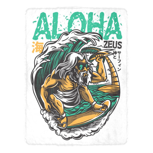 Funny Aloha Zeus God Surfing Premium Blanket Ultra-Soft Micro Fleece Blanket 60"x80"