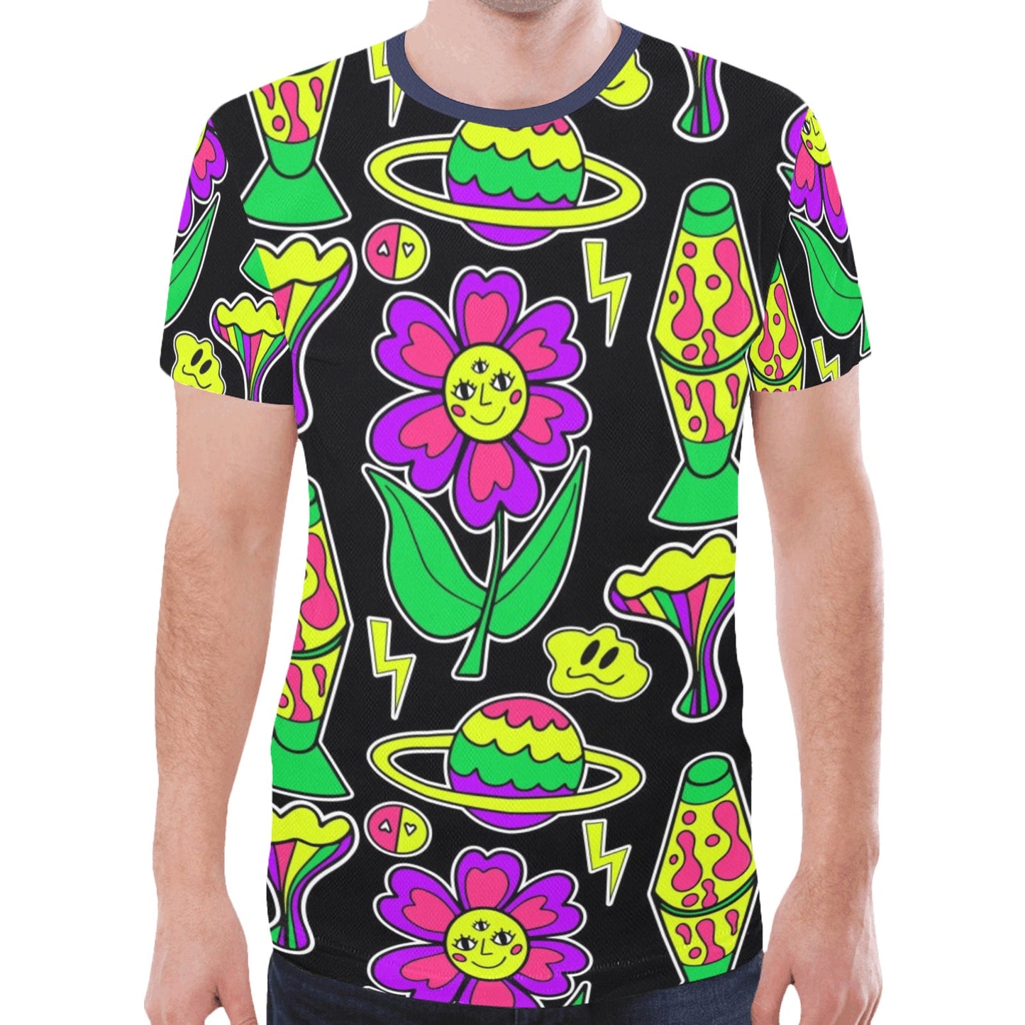 Psychedelic Neon Trip New All Over Print T-shirt