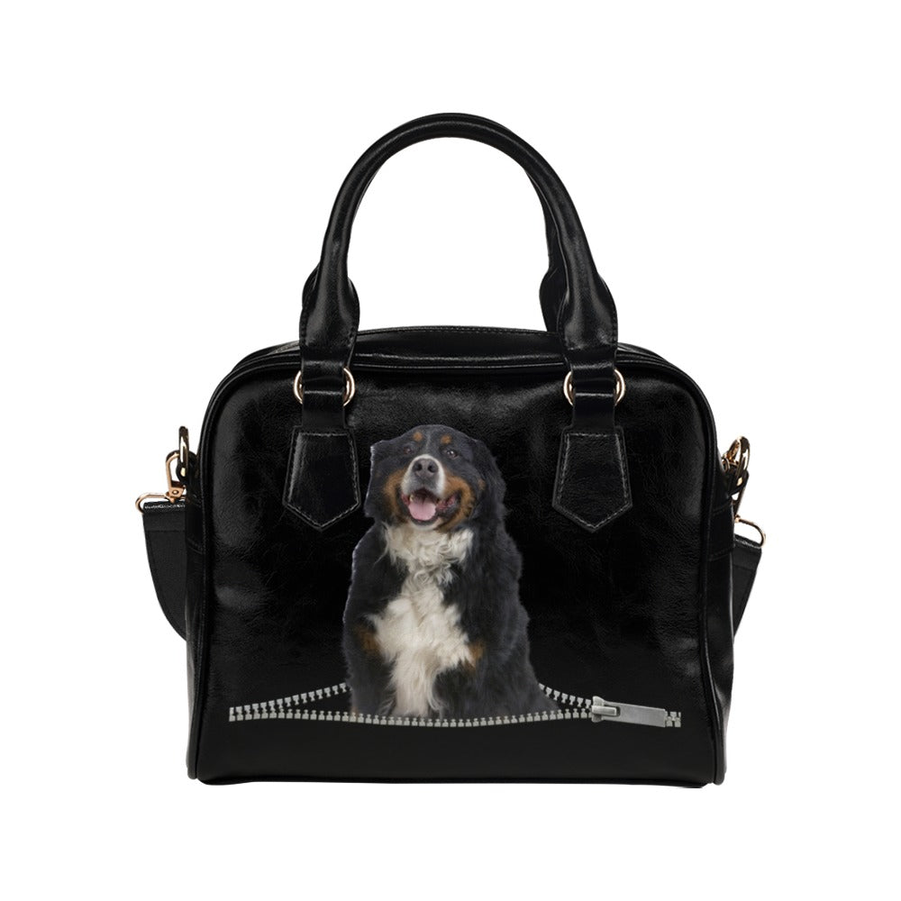 Bernese Mountain Dog Zip Shoulder Handbag