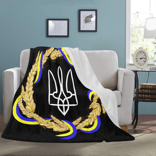 Ukraine Wheat Blue-Yellow Ribbons Ultra-Soft Micro Fleece Blanket 60"x80"