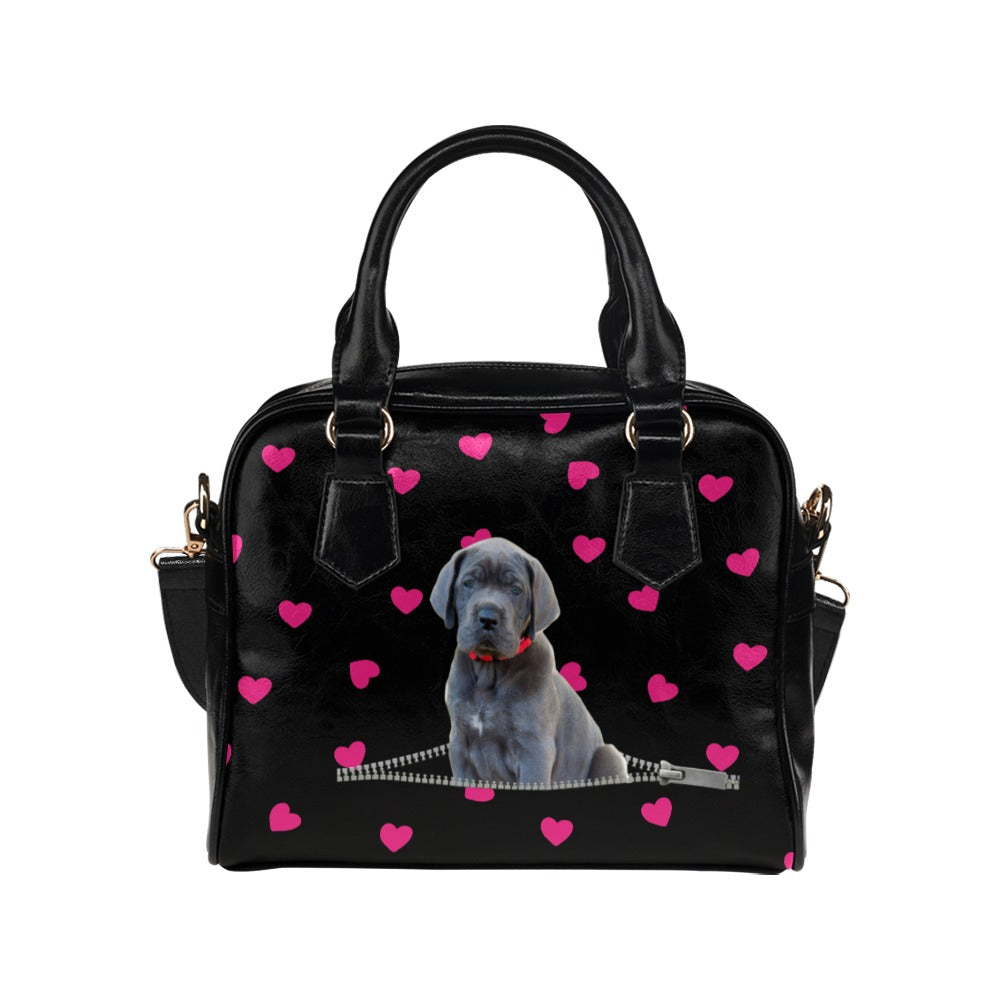 Great Dane Puppy Zip Hearts Shoulder Handbag