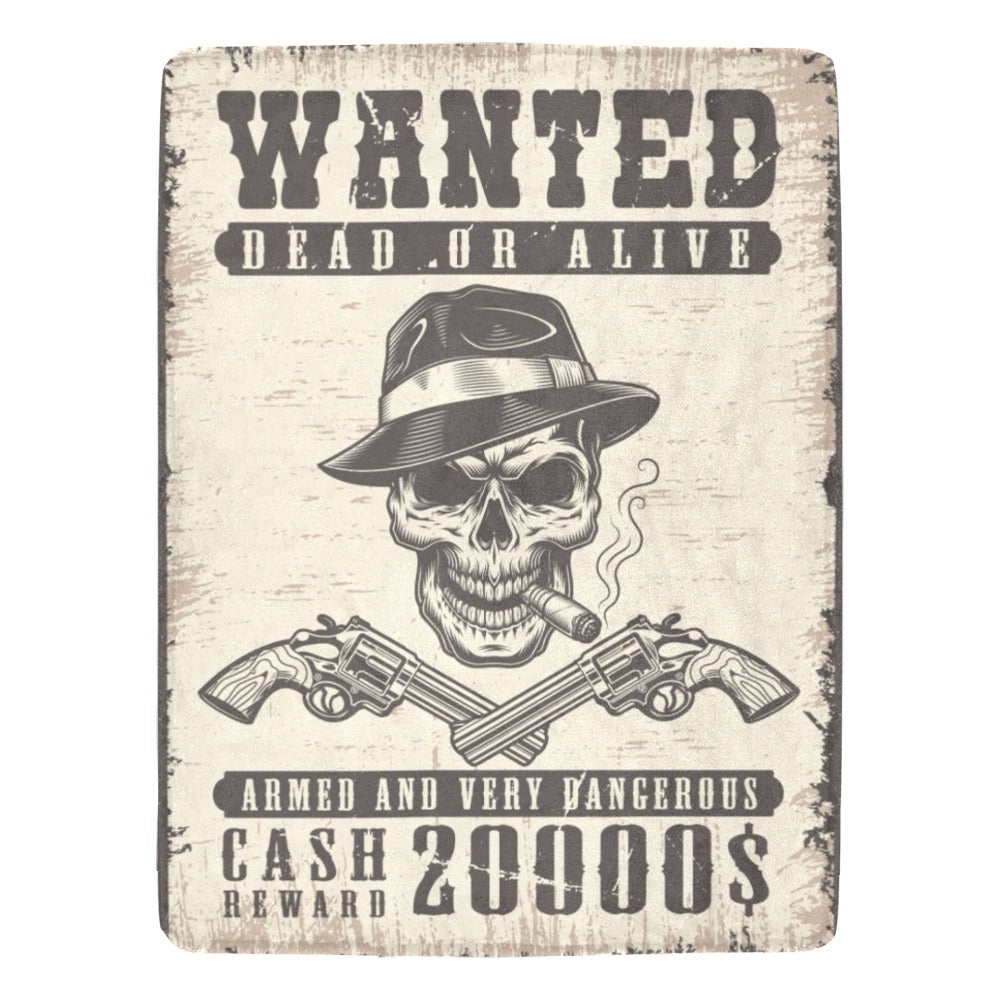 Wanted skull Cash Reward Ultra-Soft Micro Fleece Blanket 60"x80"