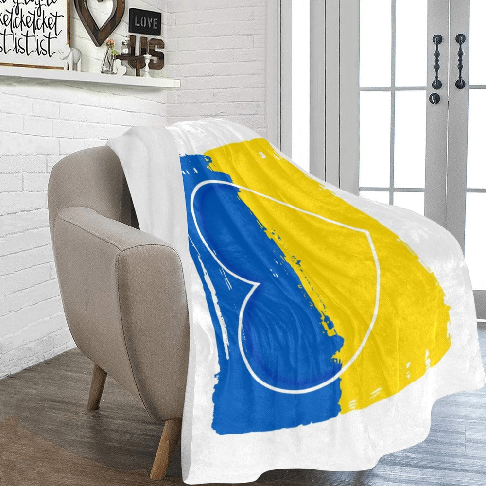 Ukraine Flag With Heart Ultra-Soft Micro Fleece Blanket 60"x80"