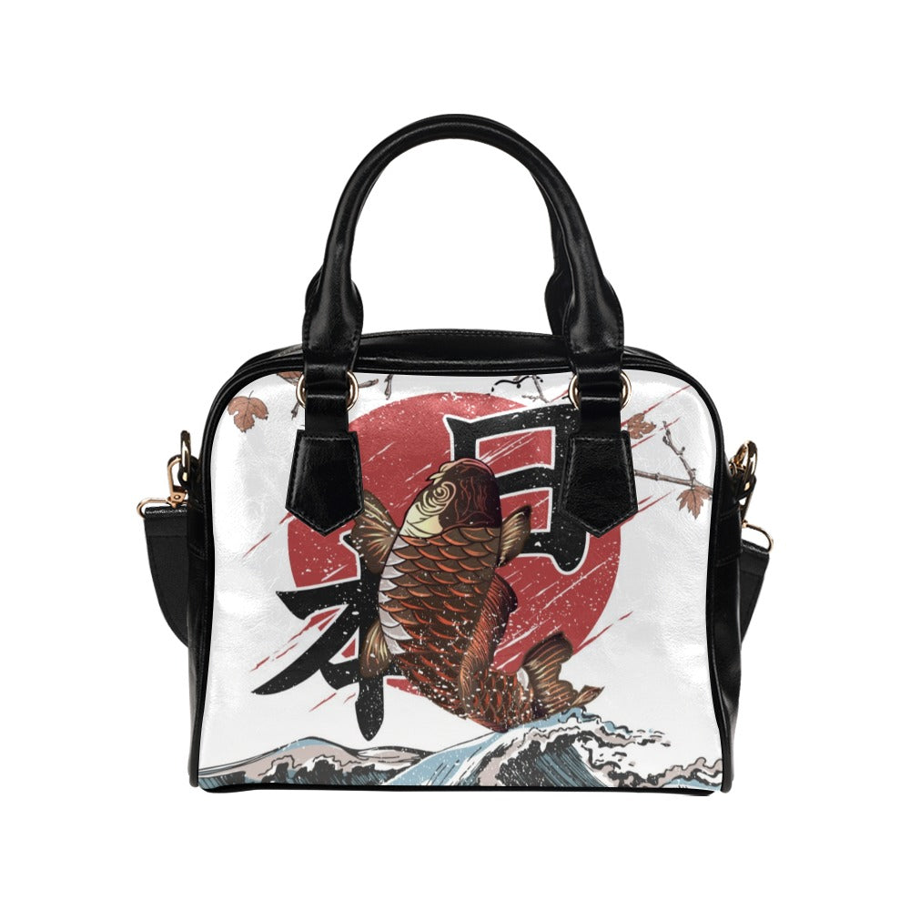 Koi Fish Fly Waves Shoulder Handbag