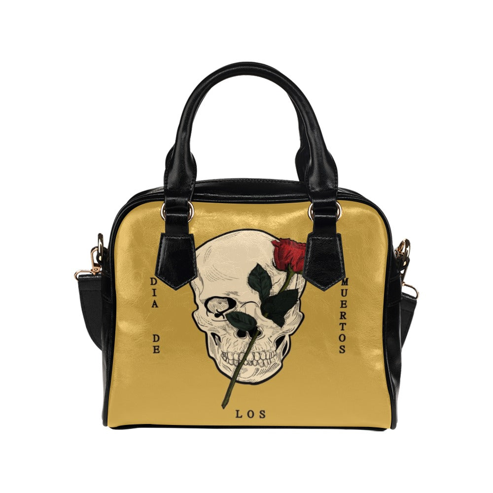 Dia Muertos Skull Rose Engraved Style Shoulder Handbag