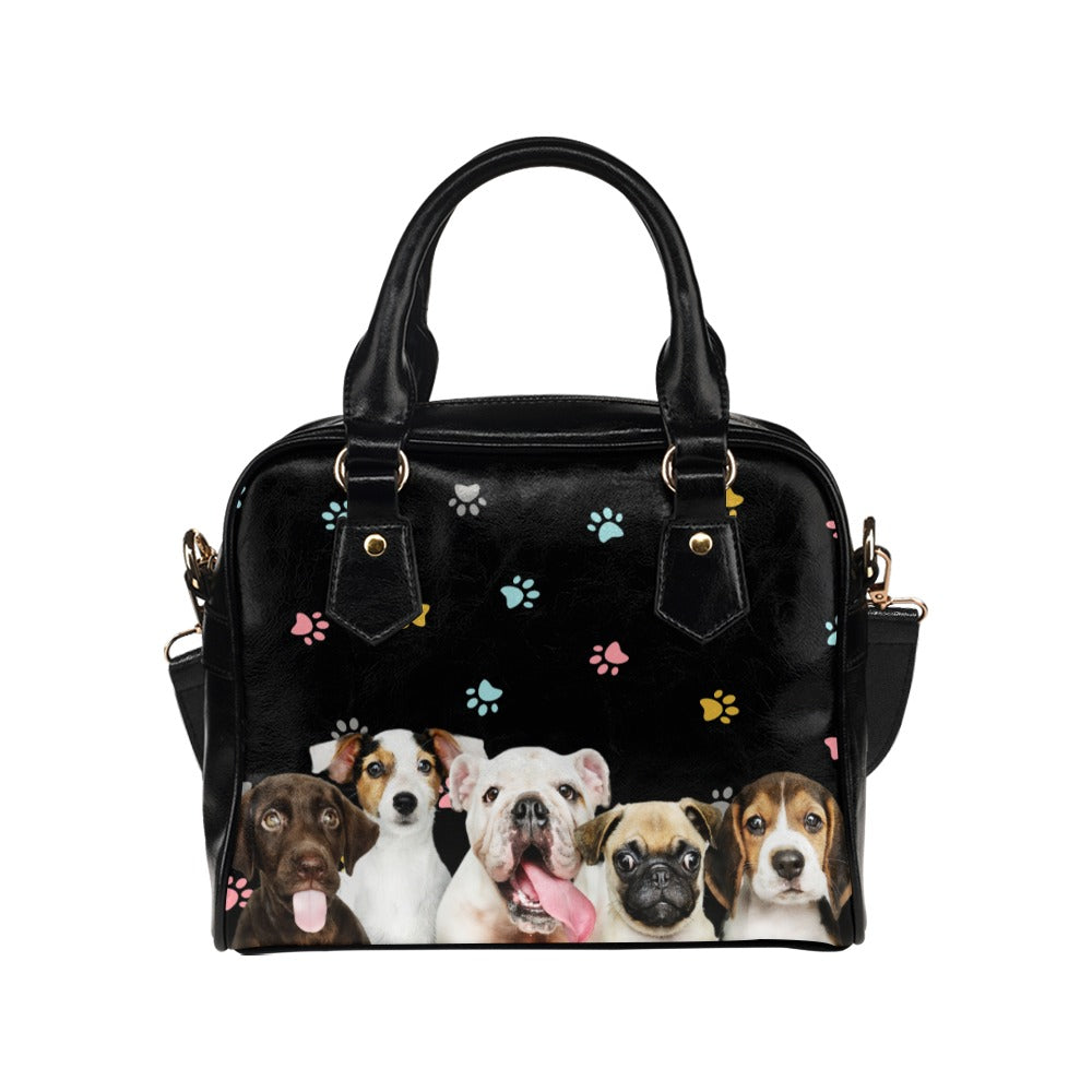 Puppies Colorful Paws Shoulder Handbag