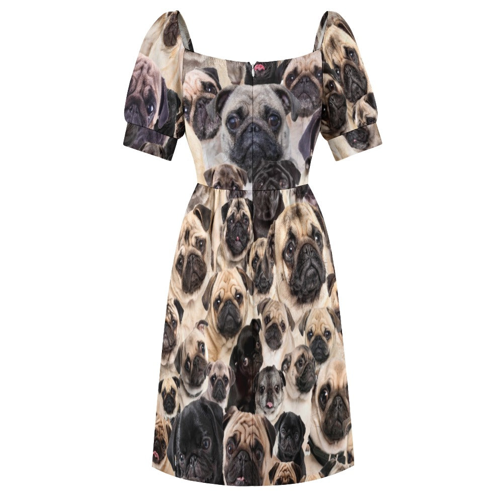 Pug Full Face Cute  Gift Dog Lover Printed Sweetheart Dress