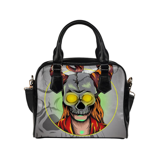 Girl With Horned Skull Mask Shoulder Handbag