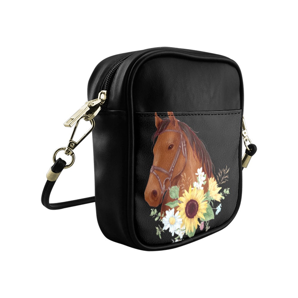 Horse Flowers Sling Bag