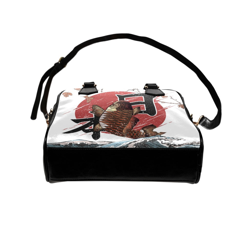 Koi Fish Fly Waves Shoulder Handbag