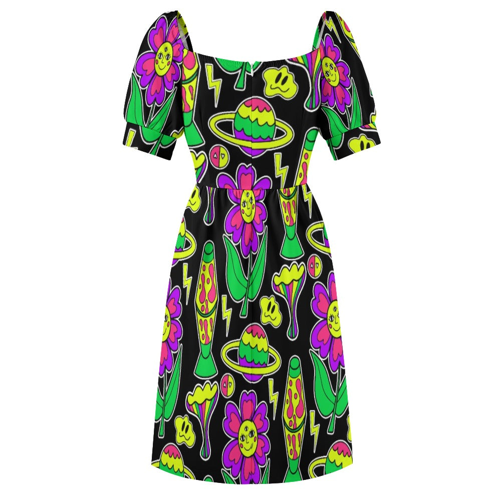 Psychedelic Neon Trip Sweetheart Dress