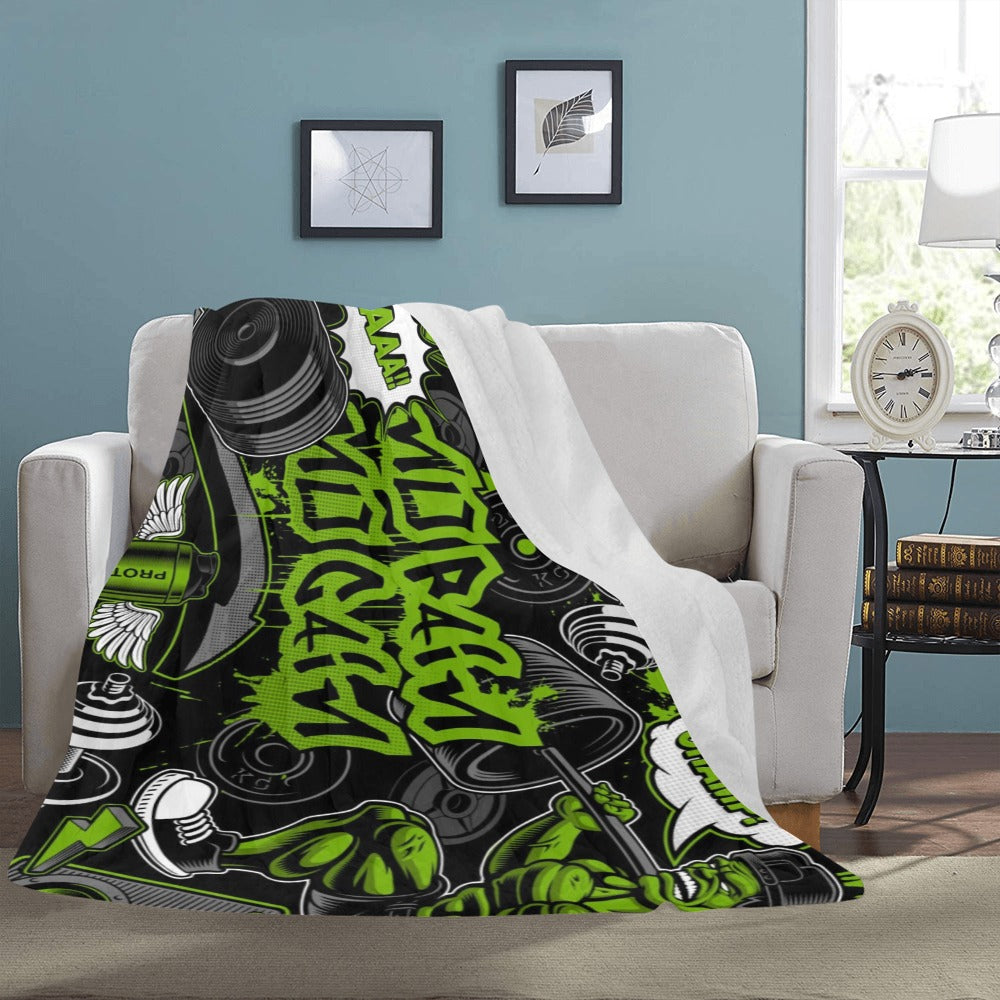 Gym Graffiti Style With Bodybuilders Cartoon Ultra-Soft Micro Fleece Blanket 60"x80"