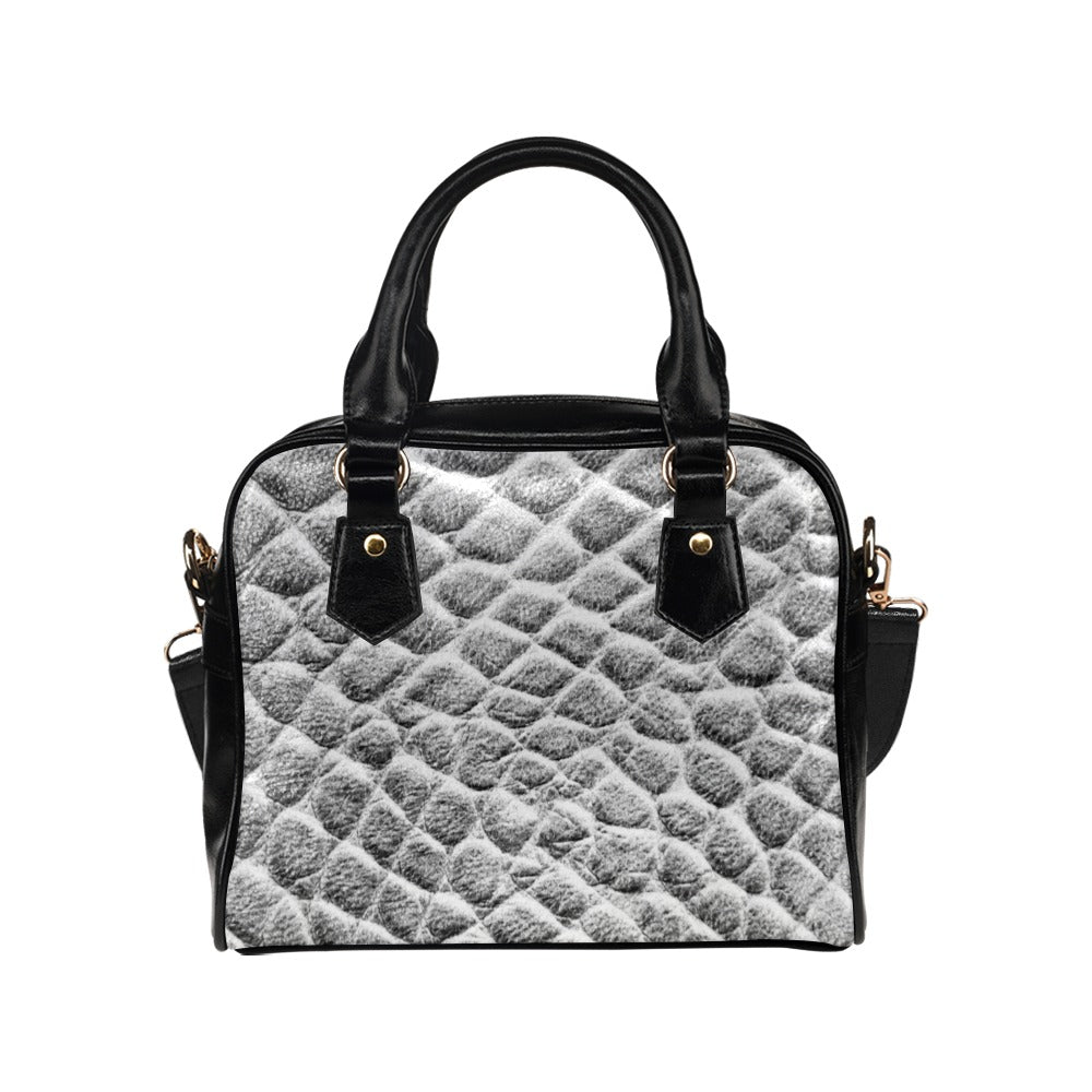 Reptile Skin Crocodile Snake Gray Shoulder Handbag