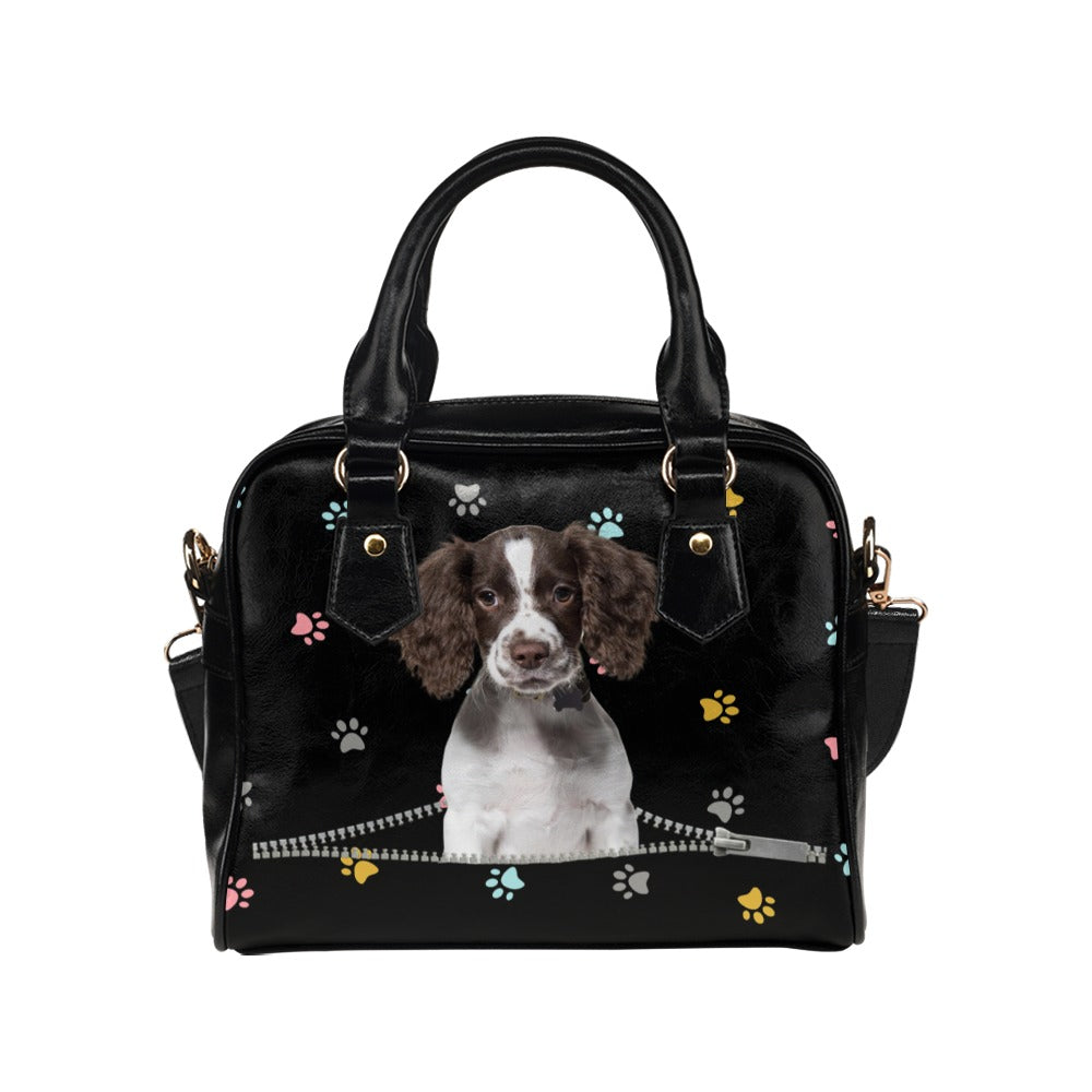 English Springer Spaniel Zip Colorful Paws Shoulder Handbag