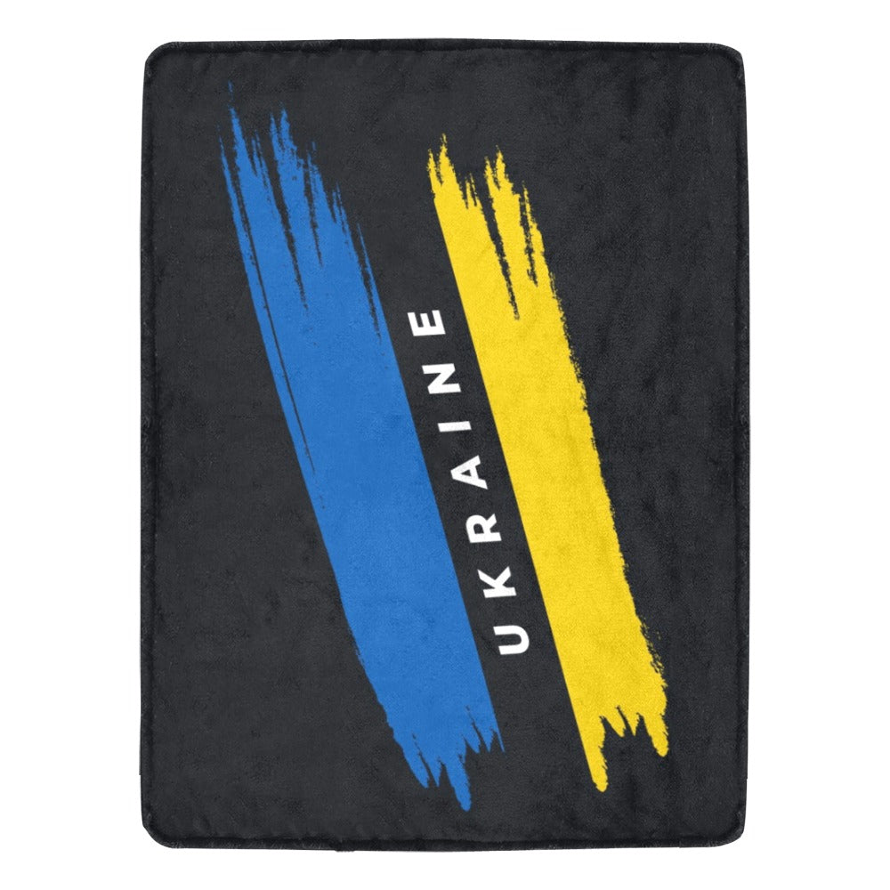 Ukraine Flag With Brush Concept Grunge Style Hand Painted Strokes Ultra-Soft Micro Fleece Blanket 60"x80"