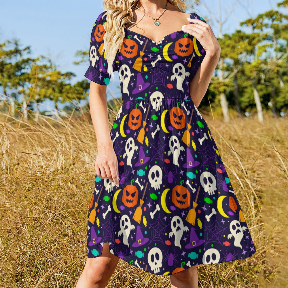 Halloween Hippie Skull Sweetheart Dress