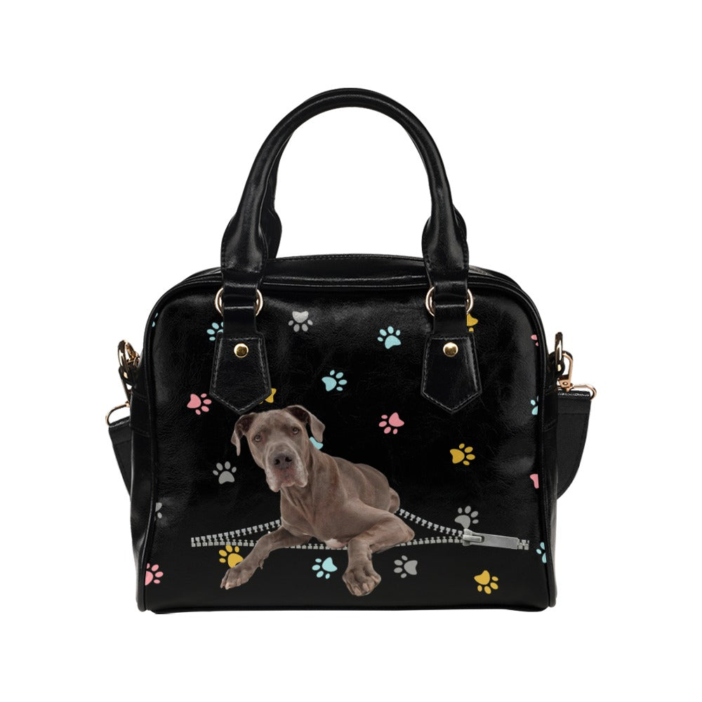 Great Dane Zip Colorful Paws Shoulder Handbag