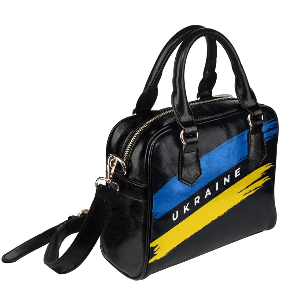 Ukraine Flag With Brush Concept Grunge Style Shoulder Handbag