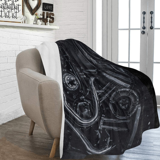 Motorcycle Engine Exhaust Pipes Mechanic Biker Ultra-Soft Micro Fleece Blanket 60"x80"