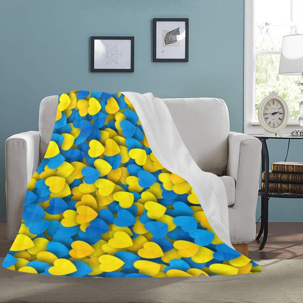 Ukraine Hearts National Colours Ultra-Soft Micro Fleece Blanket 60"x80"