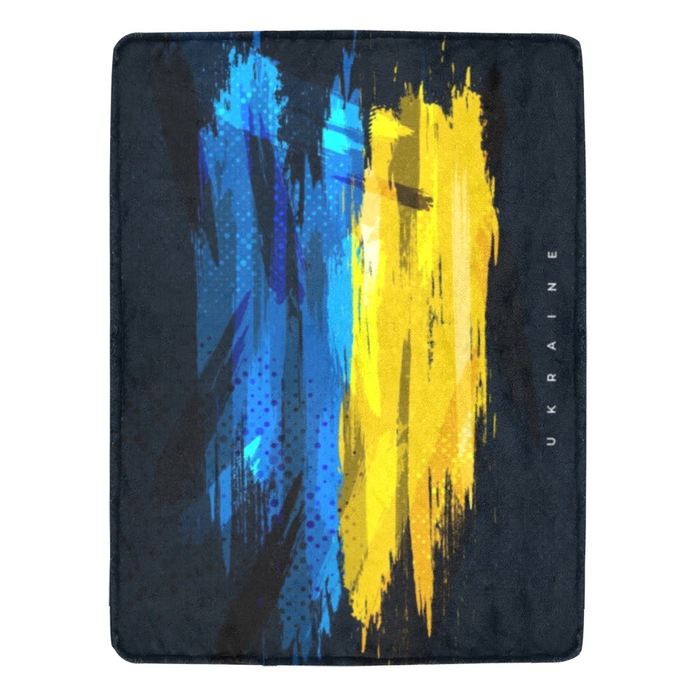 Ukraine Flag With Brush Concept Halftone Effect Grunge Style Ultra-Soft Micro Fleece Blanket 60"x80"