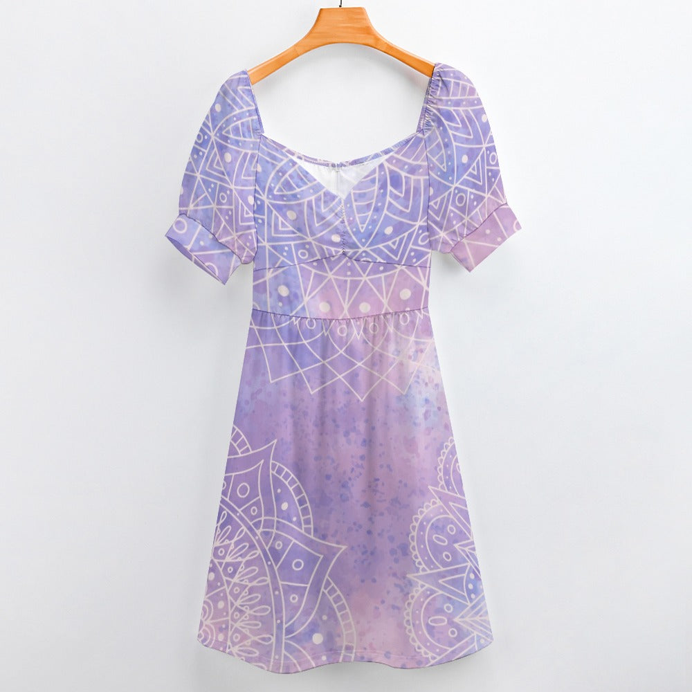 Mandala Watercolor Monochromatic Yoga Meditation Sweetheart Dress