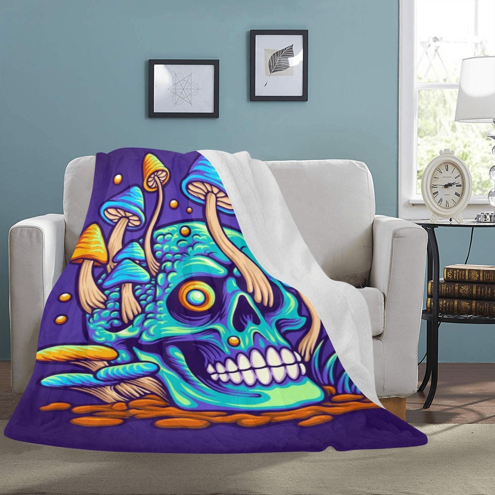 Trippy Zombie Skull Mushroom Illustration Ultra-Soft Micro Fleece Blanket 60"x80"