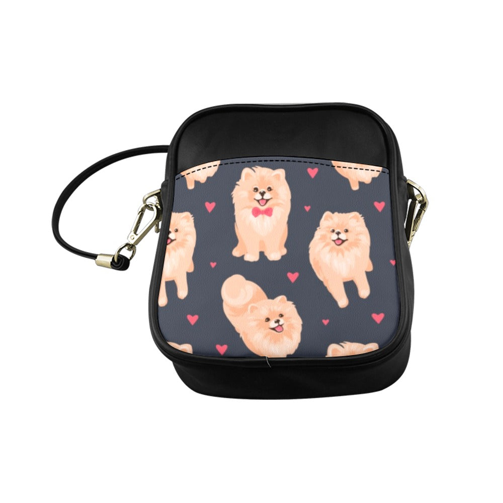 Pomeranian Spitz Puppy Cartoon Pattern Sling Bag