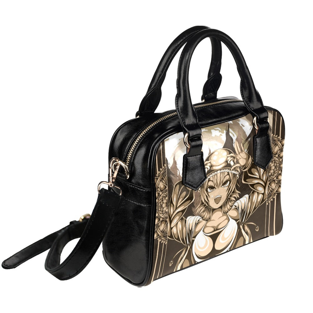 Mushroom Collector With Amazing Golden Ornament Frame Shoulder Handbag