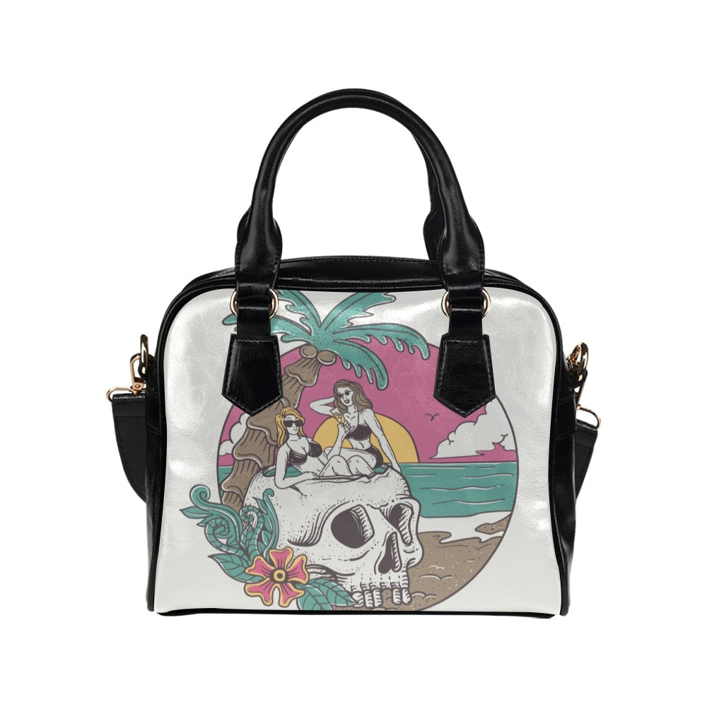 Summer Vibe Sexy Woman Skull Sunset Shoulder Handbag