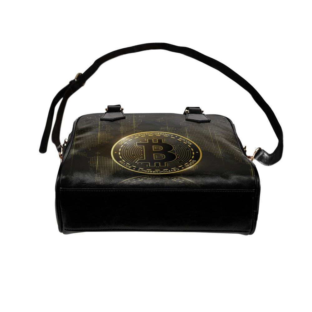 Bitcoin World Map Shoulder Handbag